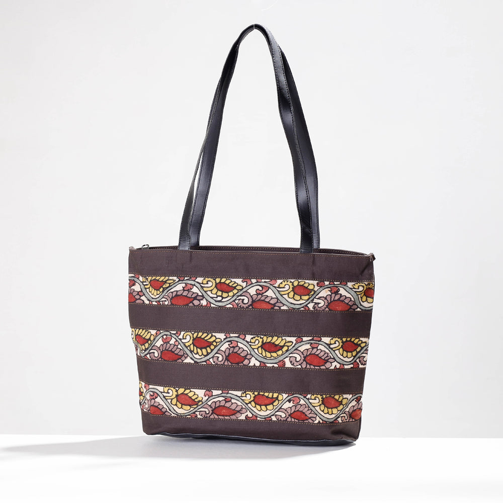 Black - Shoulder Bag - Handpainted Kalamkari Natural Dyed Cotton