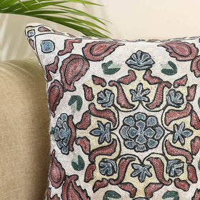 Multicolor Silk Thread Crewel Embroidery Cushion Cover
