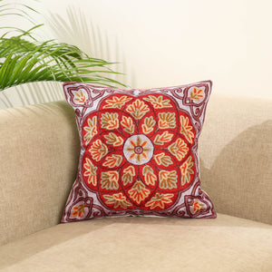 Multicolor - silk thread crewel embroidery cushion cover