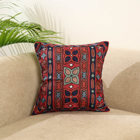 Multicolor Silk Thread Crewel Embroidery Cushion Cover
