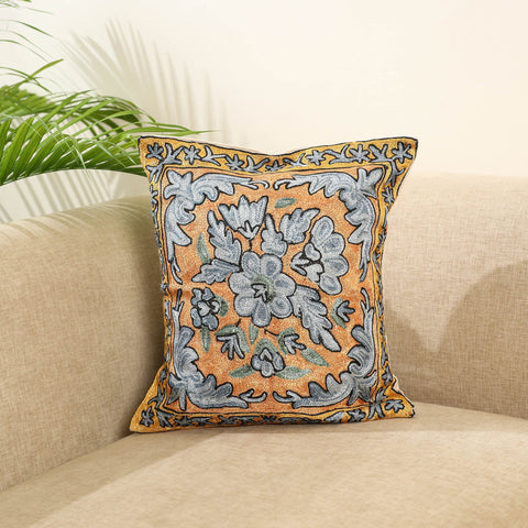 Multicolor - silk thread crewel embroidery cushion cover
