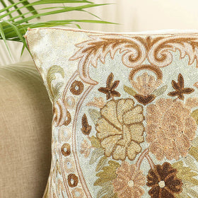 Multicolor - silk thread crewel embroidery cushion cover