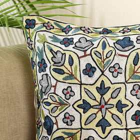 Multicolor - silk thread crewel embroidery cushion cover