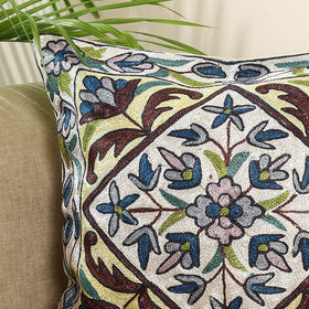 Multicolor - silk thread crewel embroidery cushion cover
