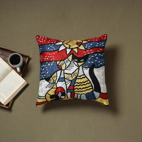 Multicolor - silk thread crewel hand embroidery cushion