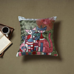 Multicolor - silk thread crewel hand embroidery cushion