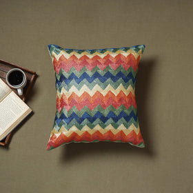 Multicolor - silk thread crewel hand embroidery cushion