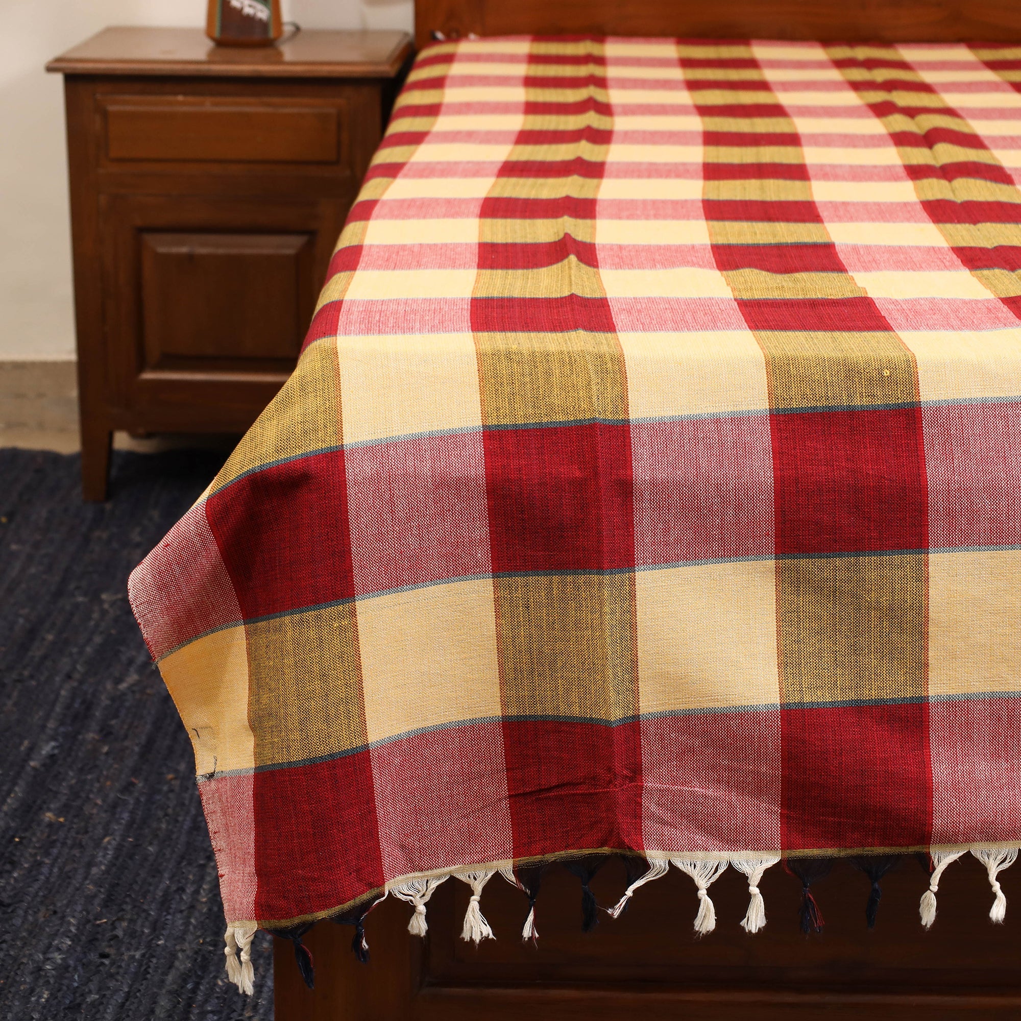 Multicolor - single handloom cotton bed sheet (90 x 60 in)