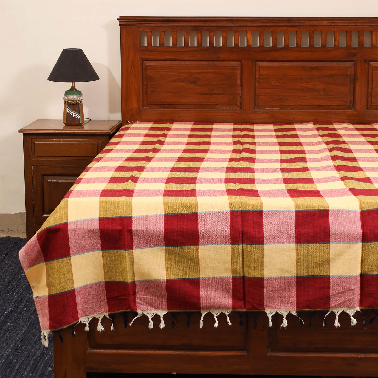 Multicolor - single handloom cotton bed sheet (90 x 60 in)