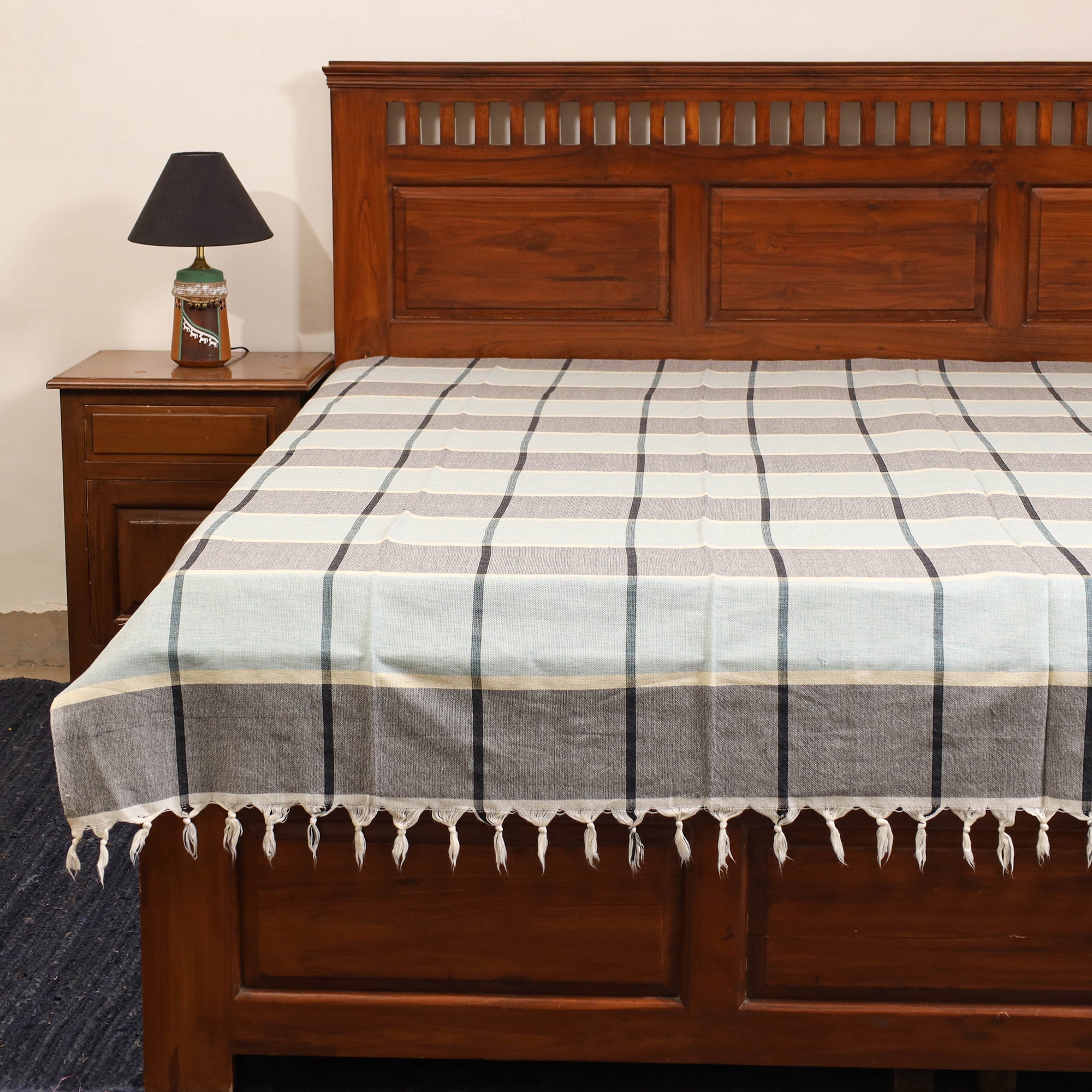 Multicolor - single handloom cotton bed sheet (90 x 60 in)