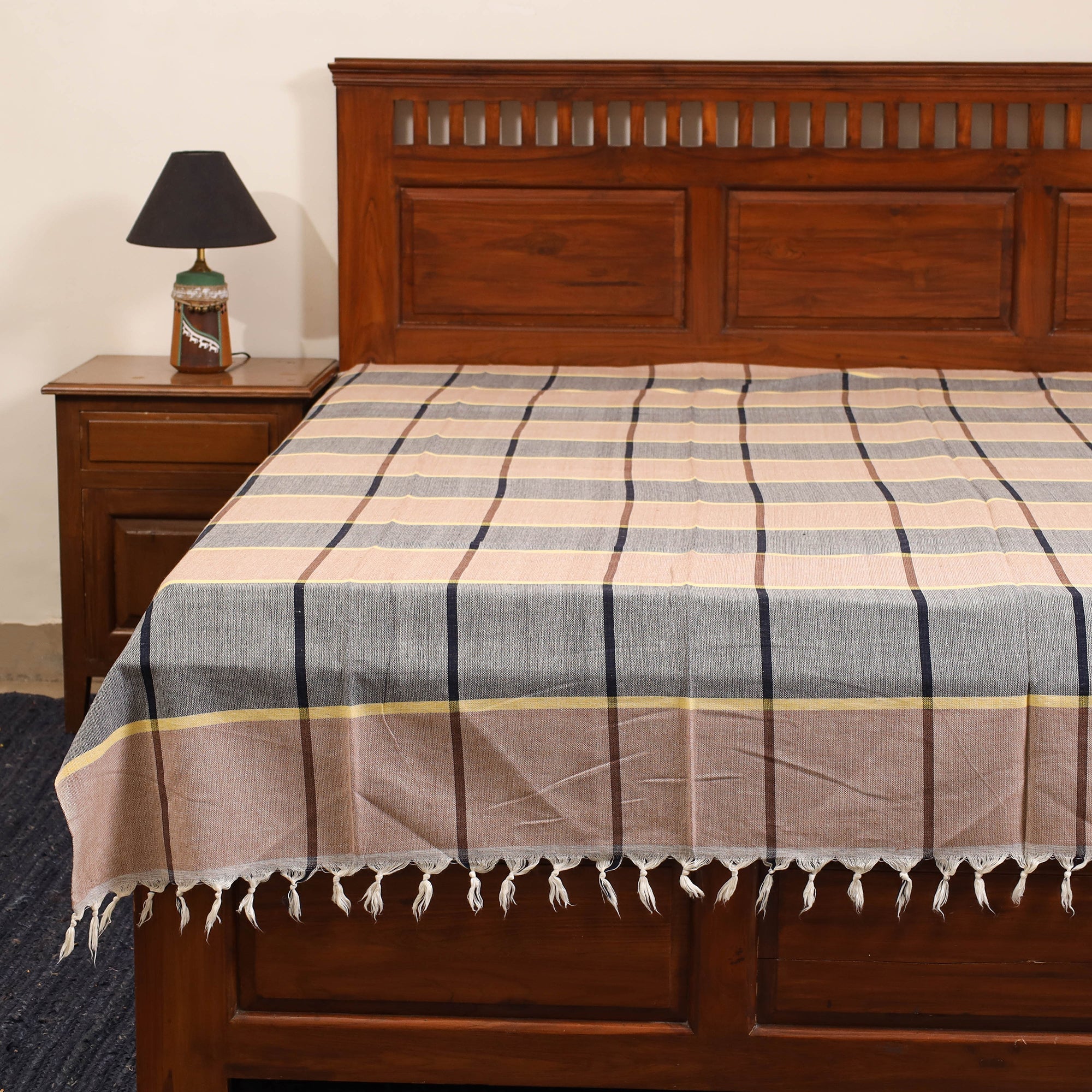 Multicolor - single handloom cotton bed sheet (90 x 60 in)