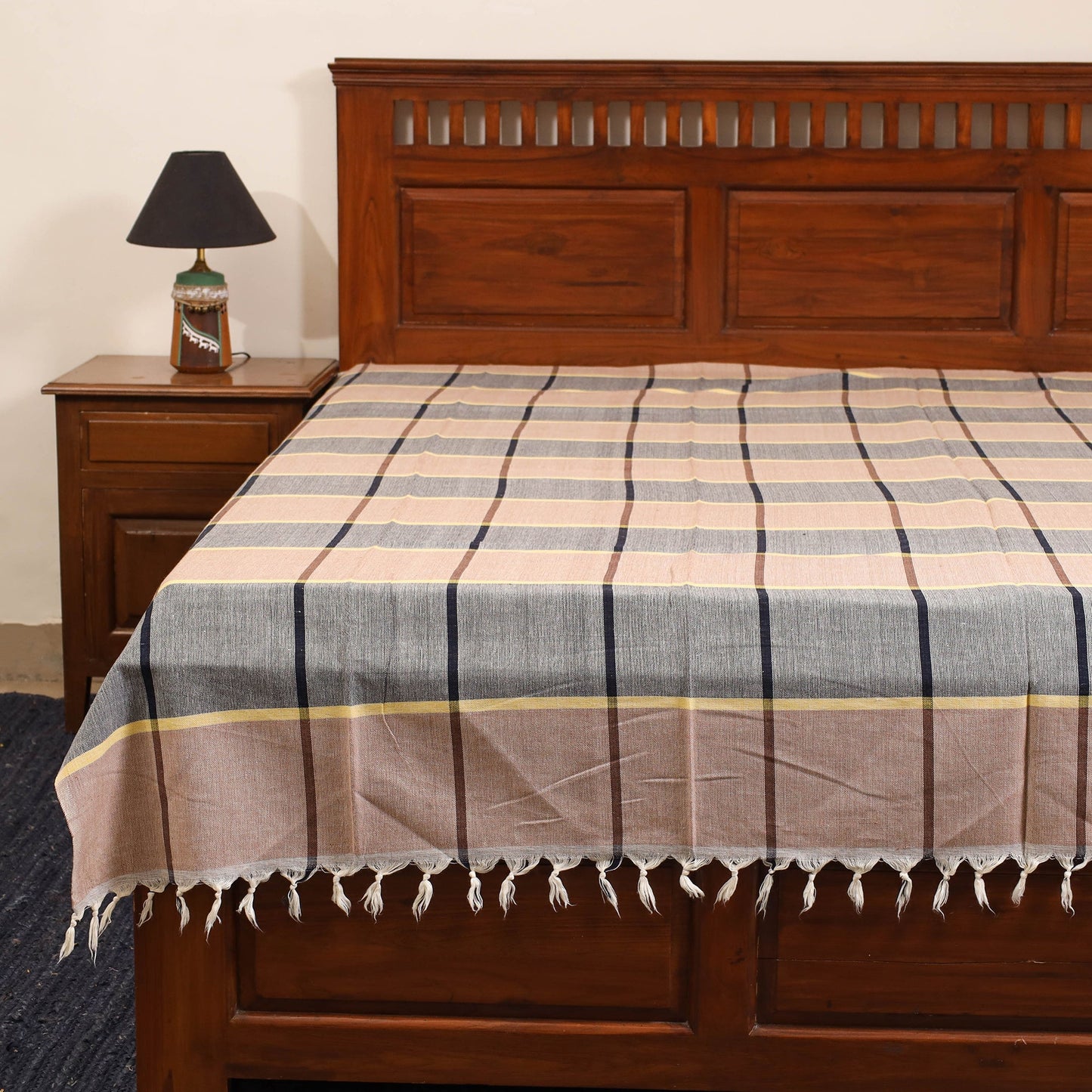 Multicolor - single handloom cotton bed sheet (90 x 60 in)