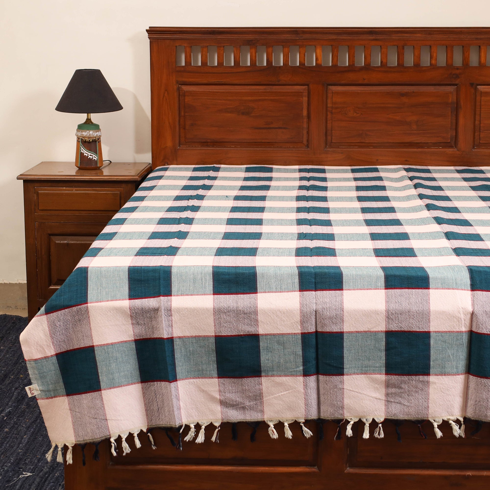 Multicolor - single handloom cotton bed sheet (90 x 60 in)