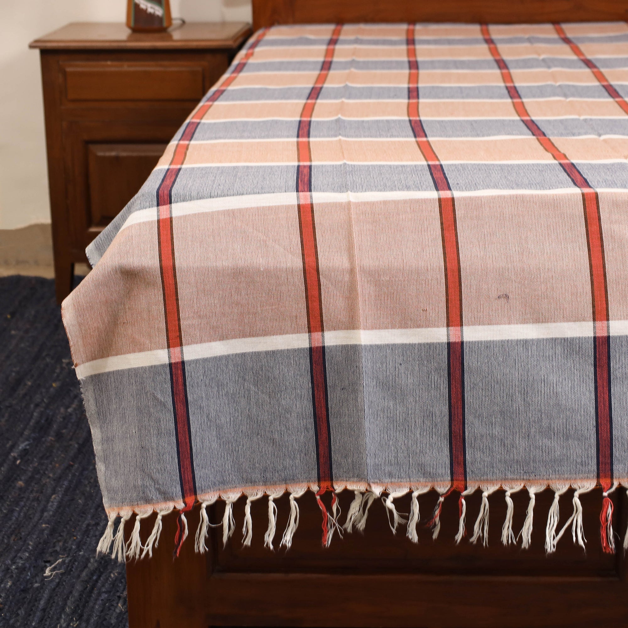 Multicolor - single handloom cotton bed sheet (90 x 60 in)