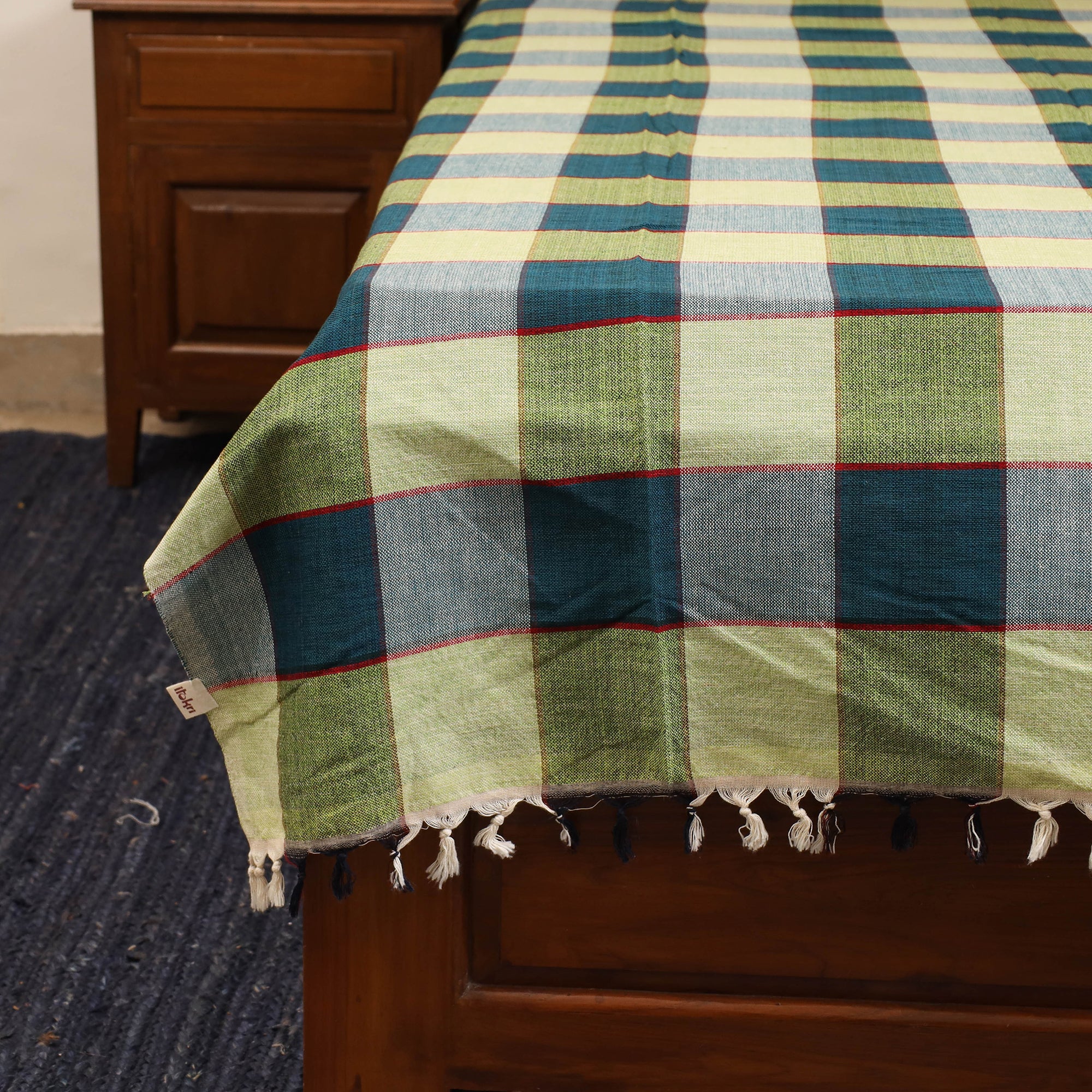 Multicolor - single handloom cotton bed sheet (90 x 60 in)