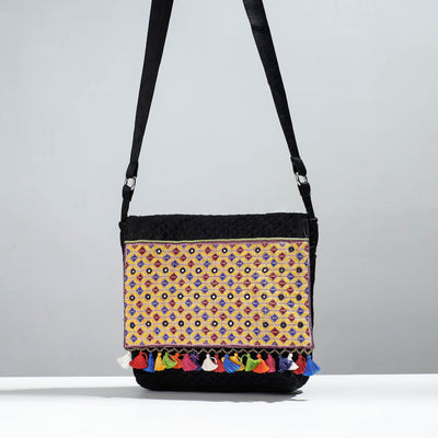 Multicolor Soof Stitch Embroidery Pure Handloom Sling Bag