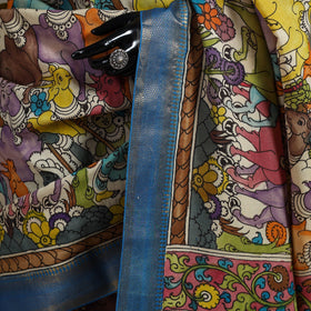 Srikalahasti handpainted natural dyed bangalore silk zari