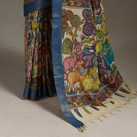 Srikalahasti handpainted natural dyed bangalore silk zari