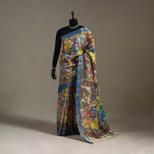 Srikalahasti handpainted natural dyed bangalore silk zari