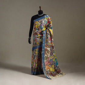 Srikalahasti handpainted natural dyed bangalore silk zari