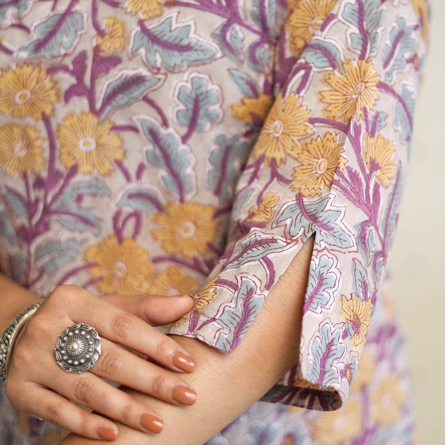  Multicolor Straight Cotton Block Print Sanganeri Kurta