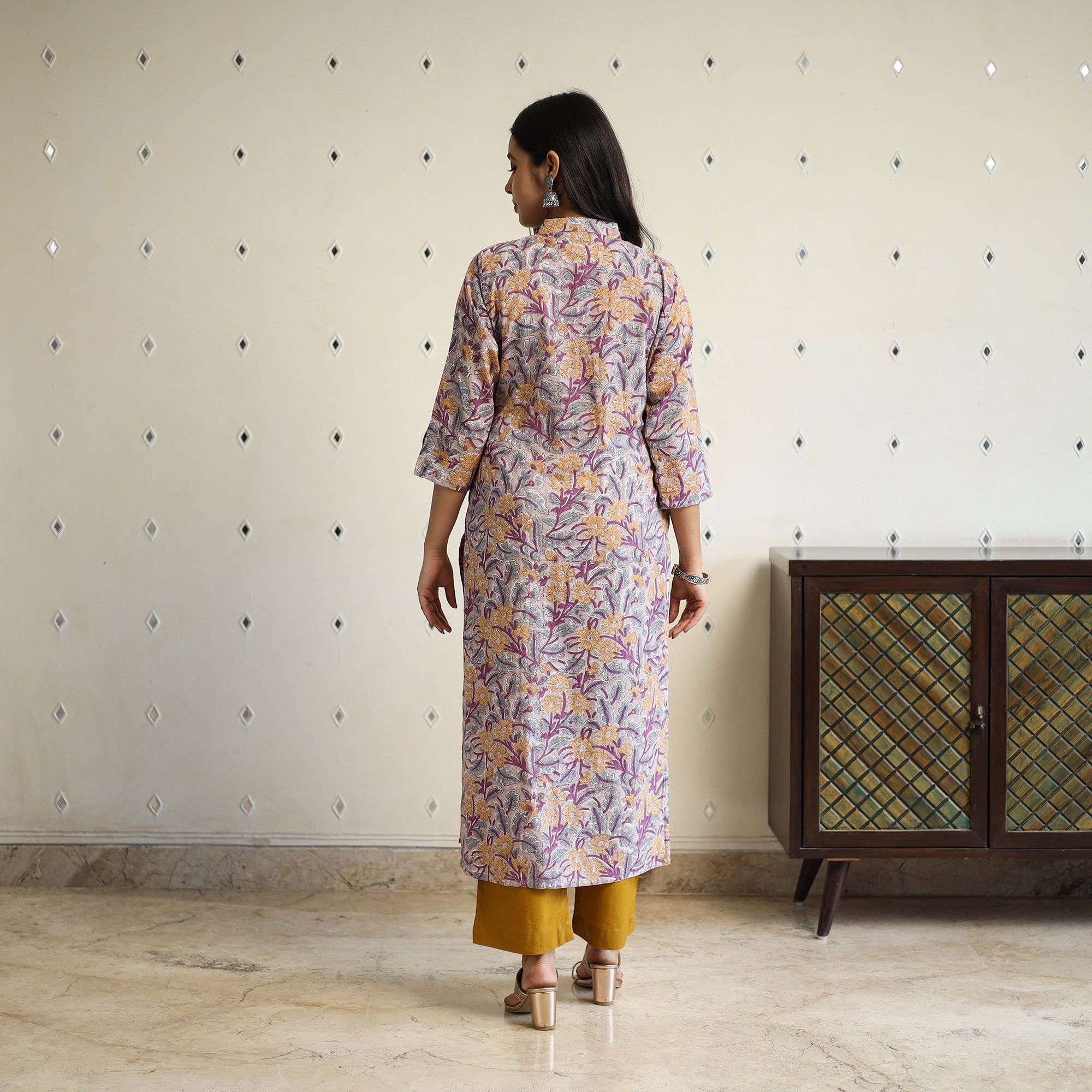  Multicolor Straight Cotton Block Print Sanganeri Kurta