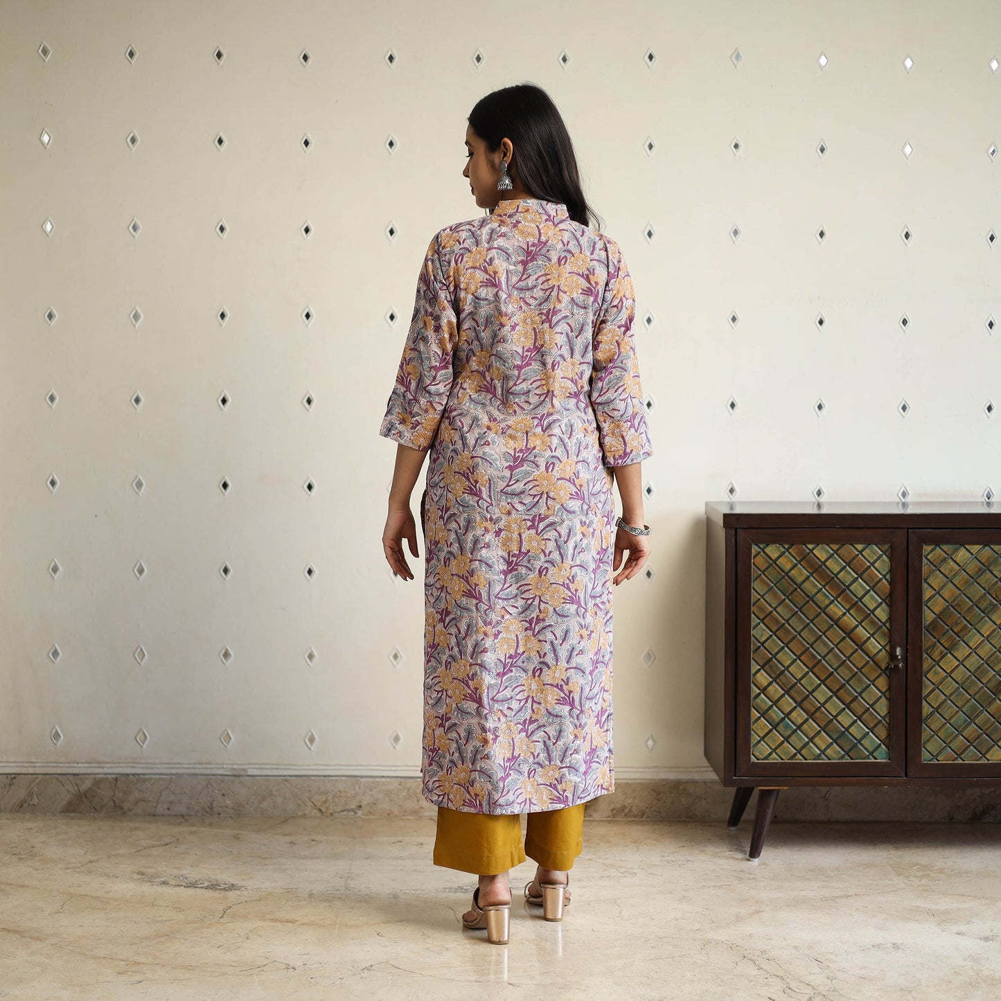  Multicolor Straight Cotton Block Print Sanganeri Kurta