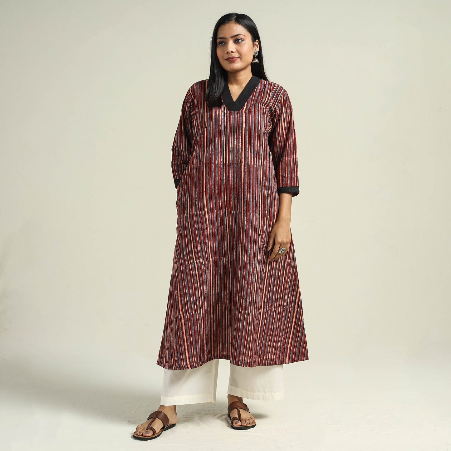 Buy Ajrakh Hand Block Printed Cotton Kurta Online at iTokri.com