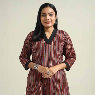 Buy Ajrakh Hand Block Printed Cotton Kurta Online at iTokri.com