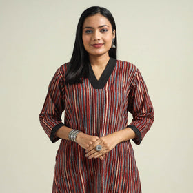 Buy Ajrakh Hand Block Printed Cotton Kurta Online at iTokri.com