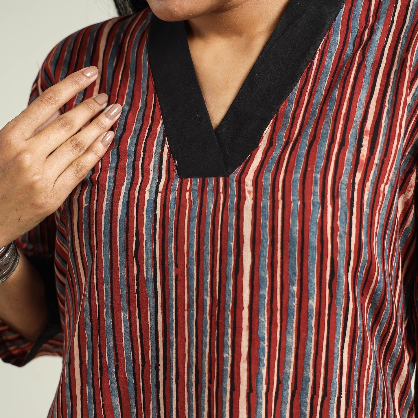 Buy Ajrakh Hand Block Printed Cotton Kurta Online at iTokri.com