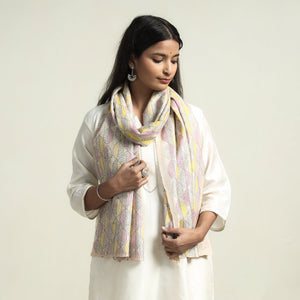  Sujani Hand Embroidery Handloom Tussar Silk Stole 