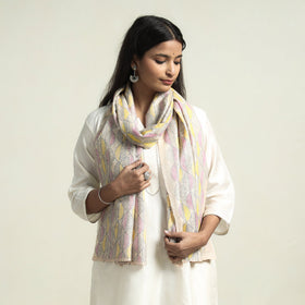  Sujani Hand Embroidery Handloom Tussar Silk Stole 