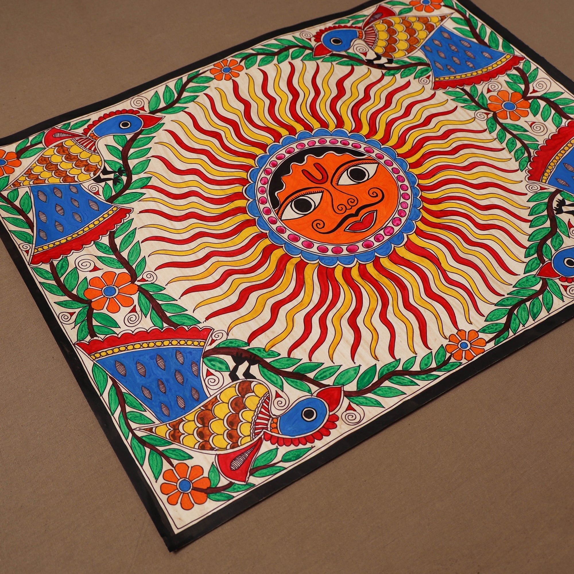 Handpainted madhubani painting by hira devi (22 x 29 in) 11