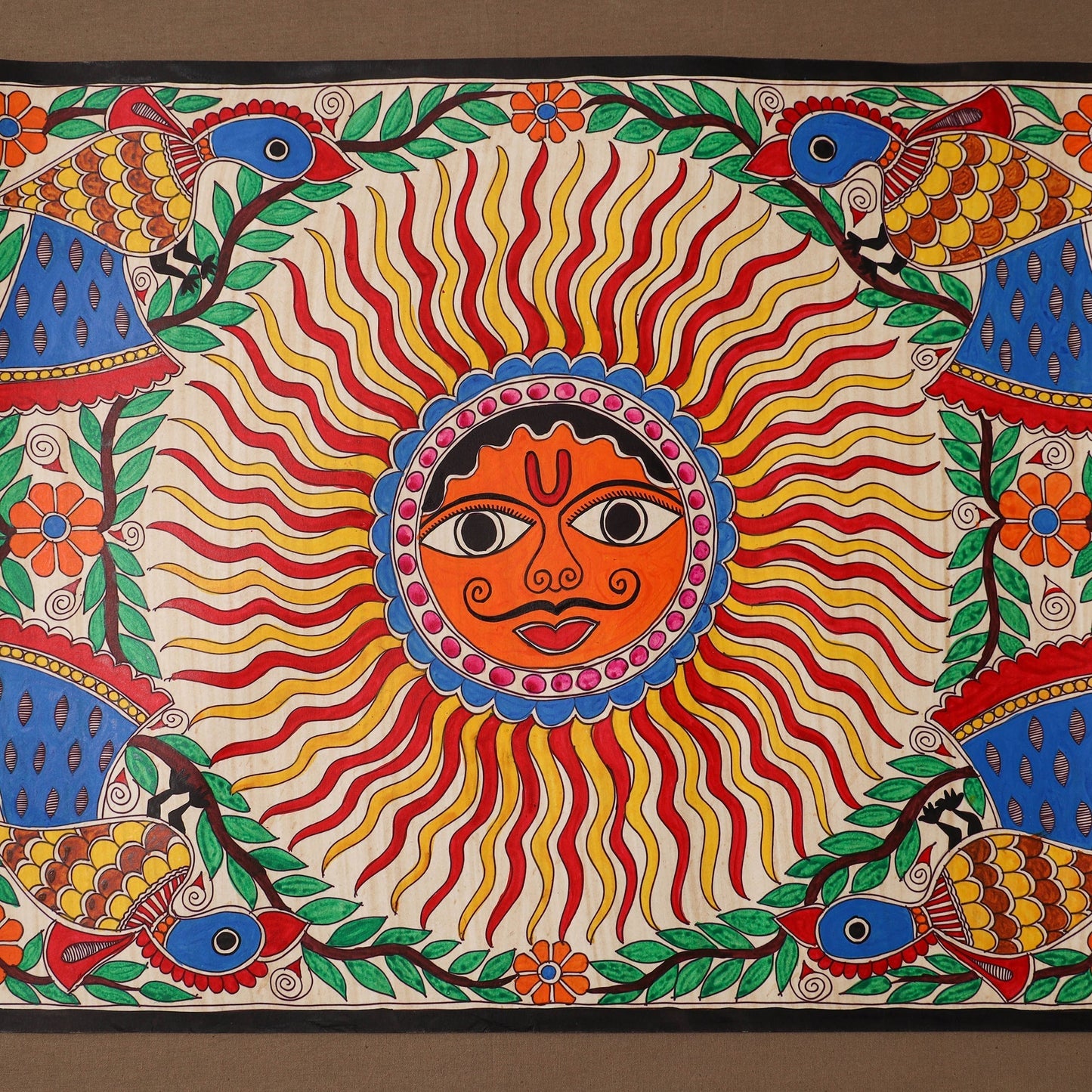 Handpainted madhubani painting by hira devi (22 x 29 in) 11