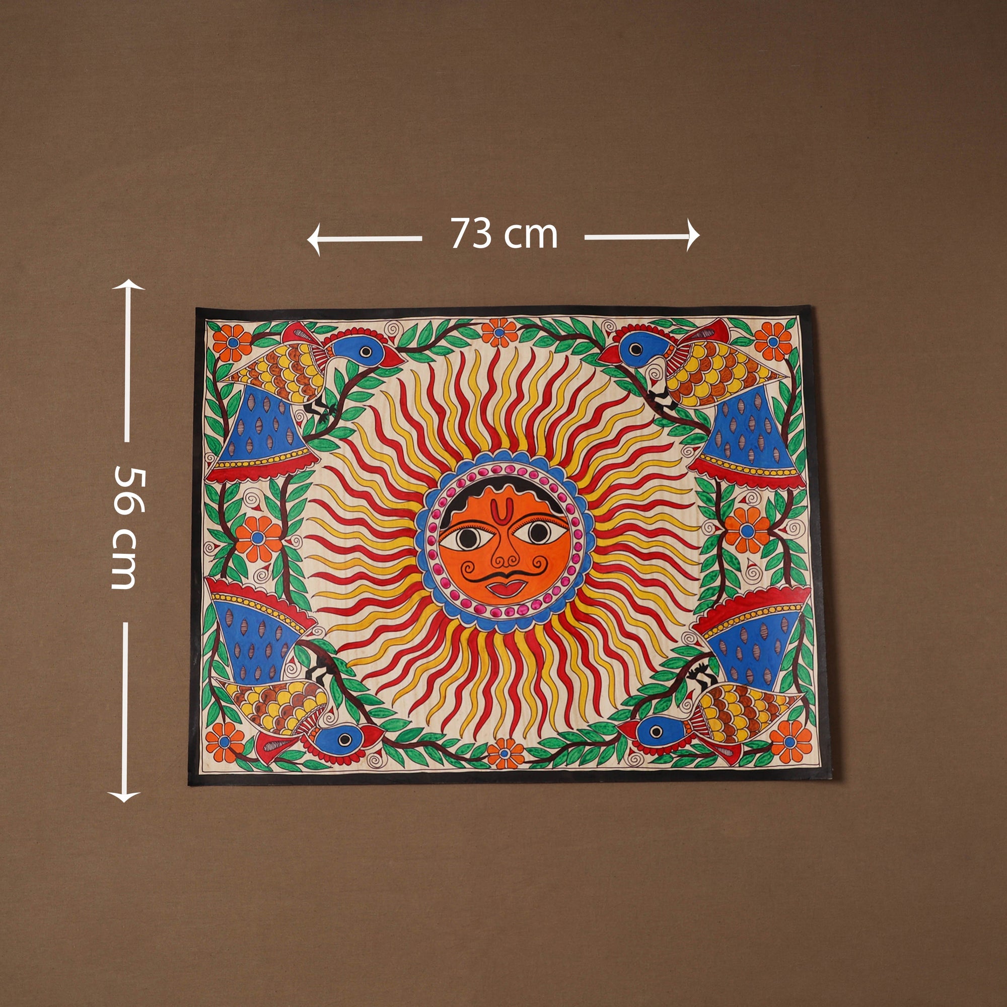 Handpainted madhubani painting by hira devi (22 x 29 in) 11