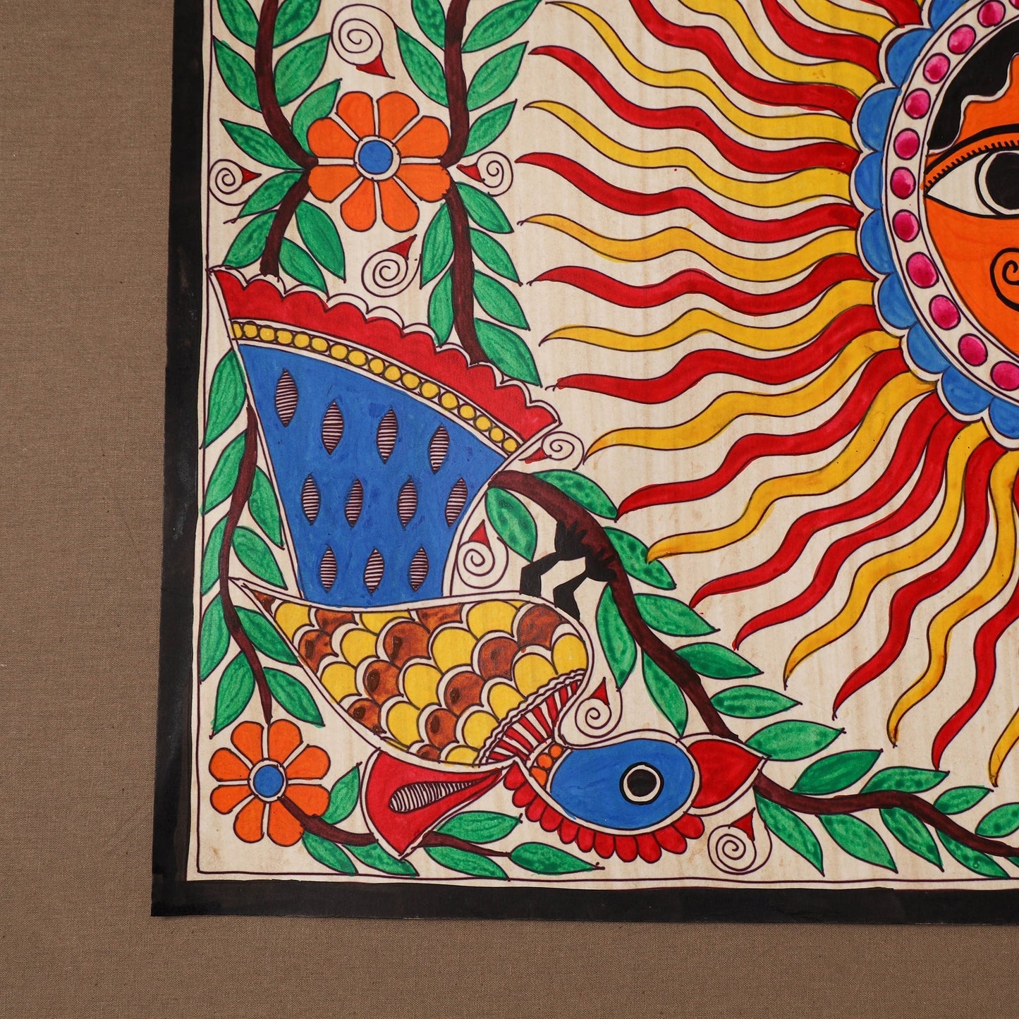 Handpainted madhubani painting by hira devi (22 x 29 in) 11