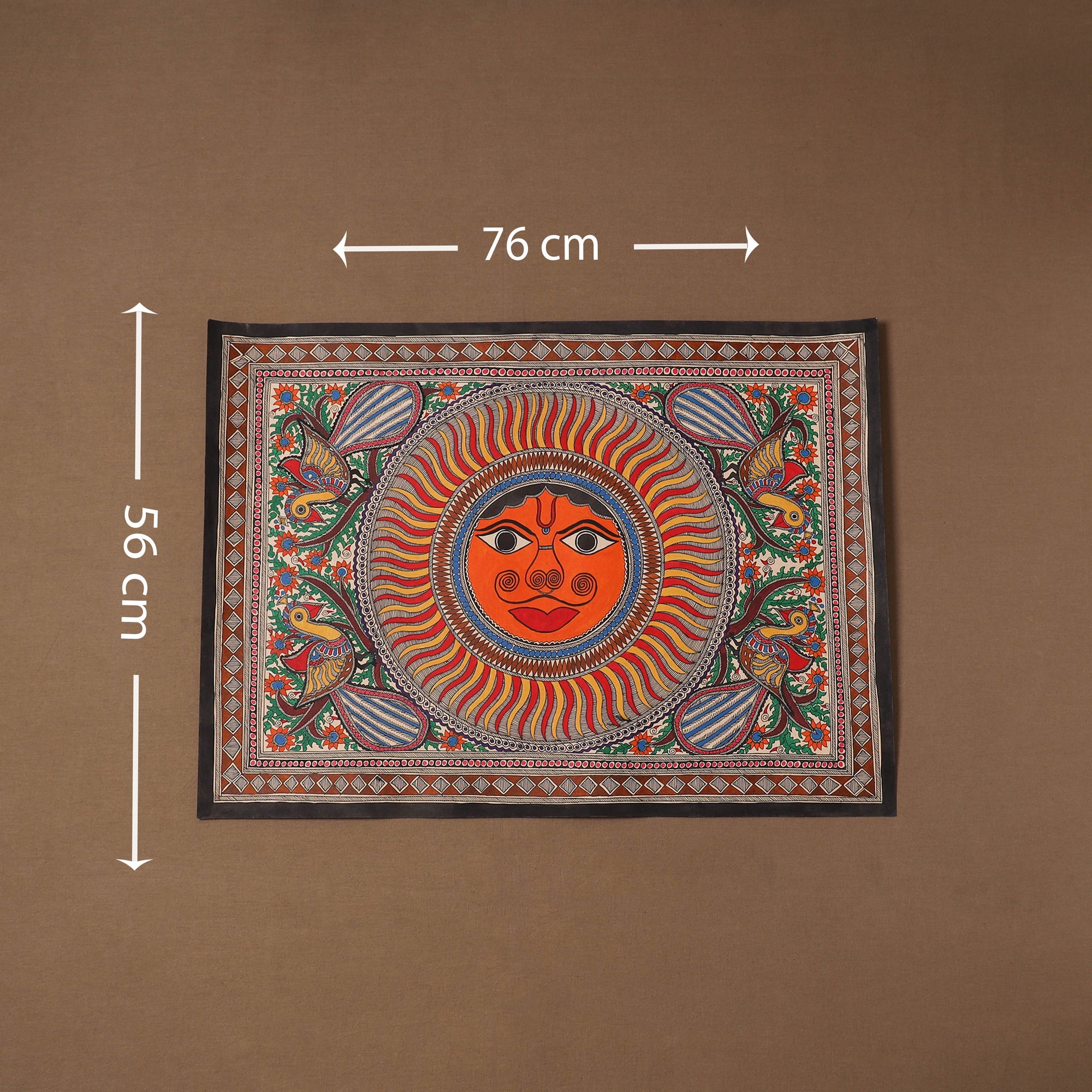 Handpainted madhubani painting by hira devi (22 x 30 in) 08