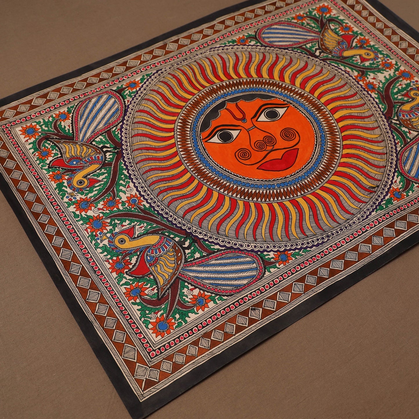 Handpainted madhubani painting by hira devi (22 x 30 in) 08