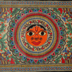 Handpainted madhubani painting by hira devi (22 x 30 in) 01