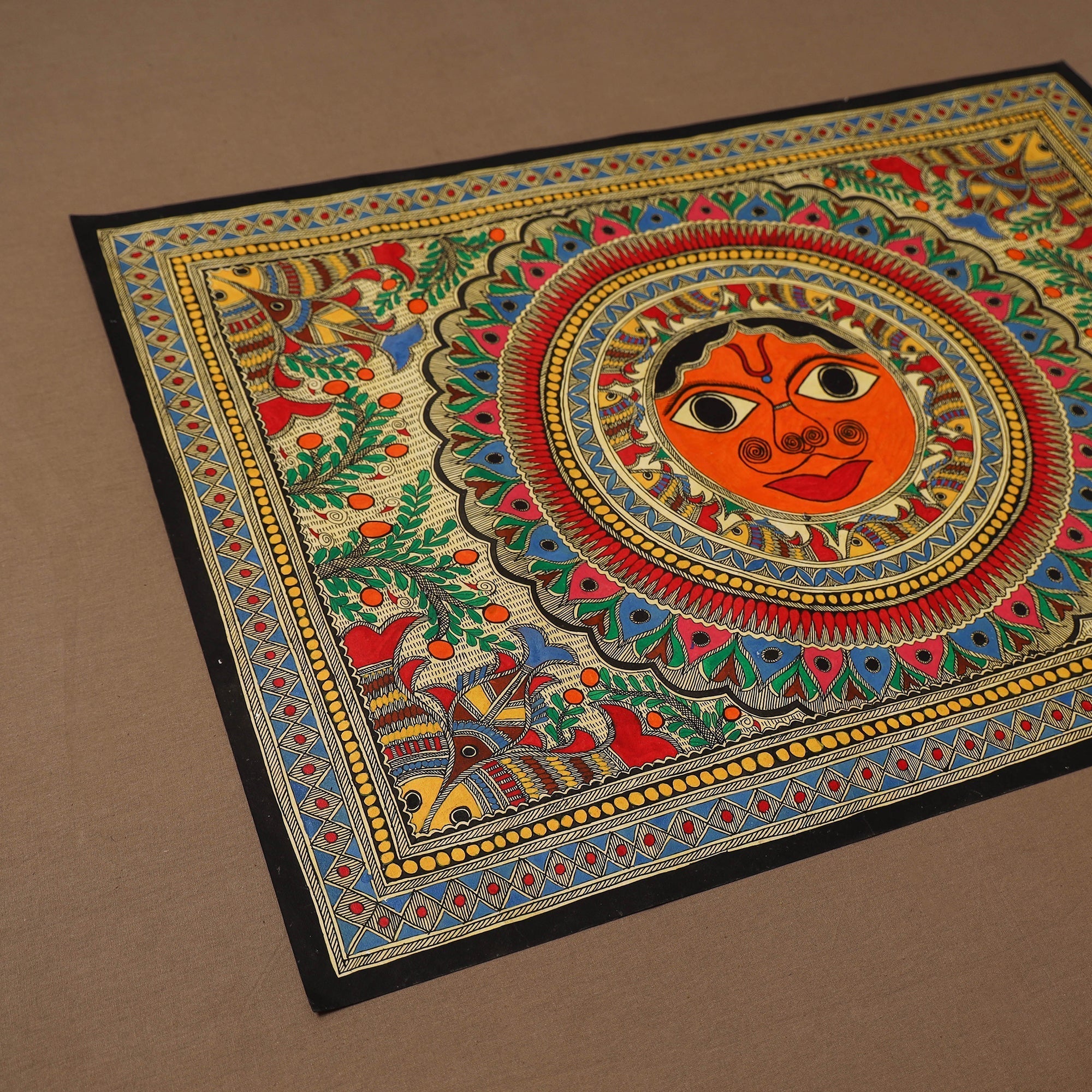 Handpainted madhubani painting by hira devi (22 x 30 in) 01