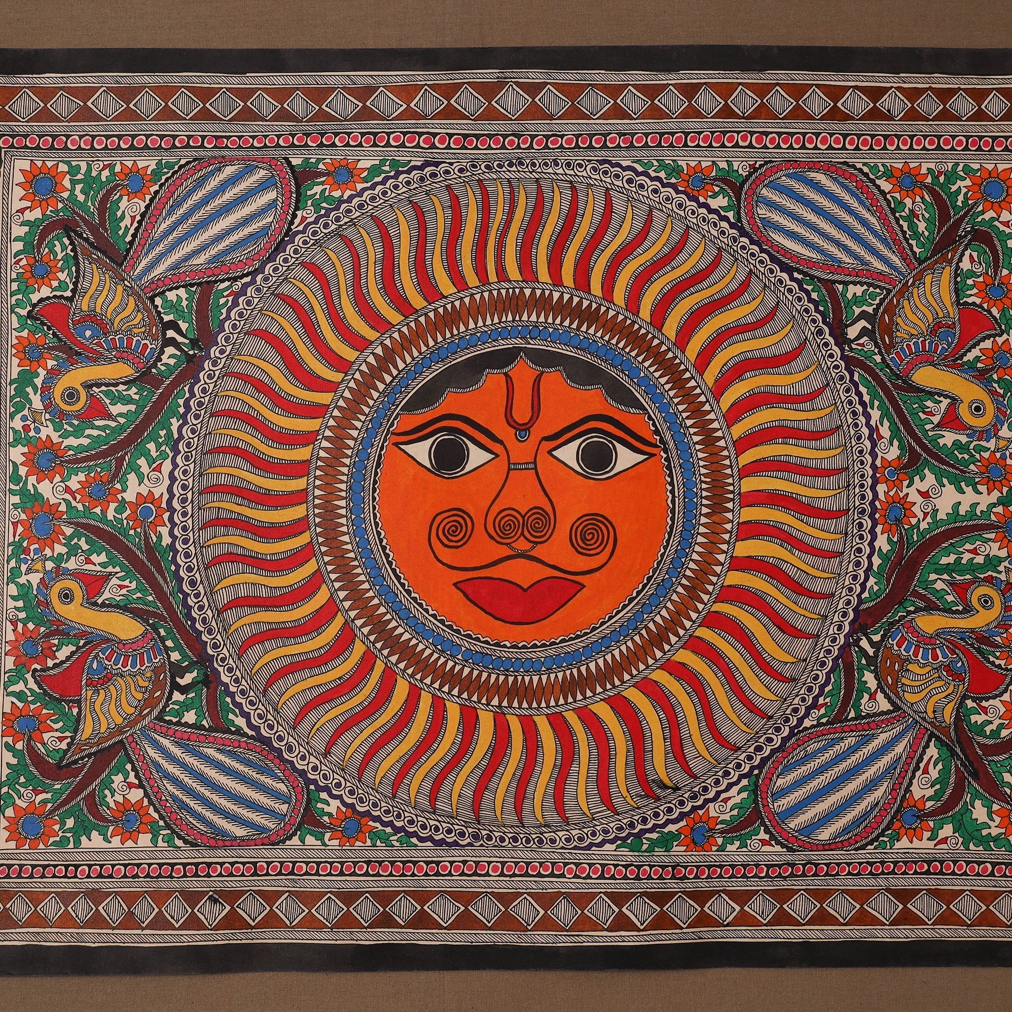 Handpainted madhubani painting by hira devi (22 x 30 in) 08
