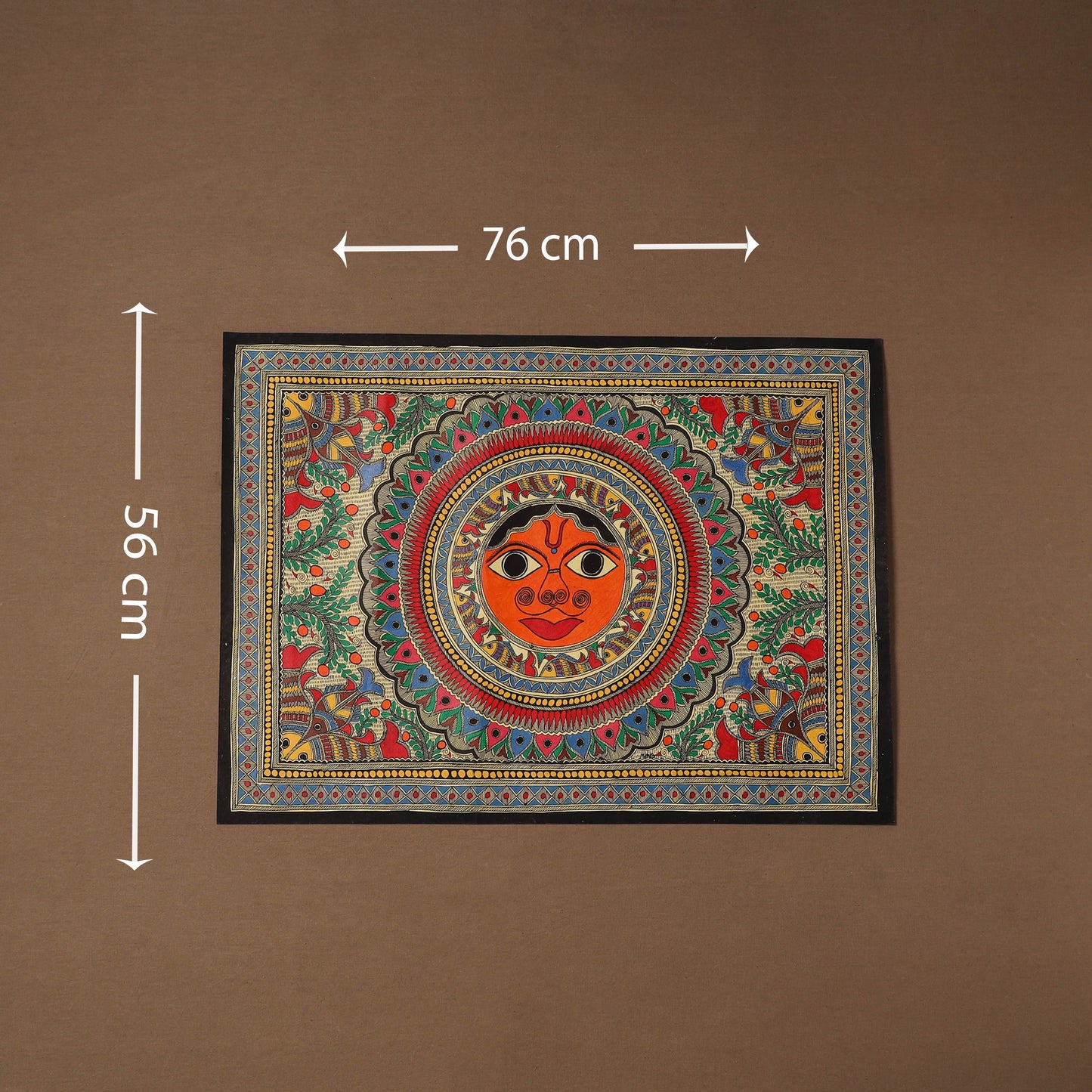 Handpainted madhubani painting by hira devi (22 x 30 in) 01