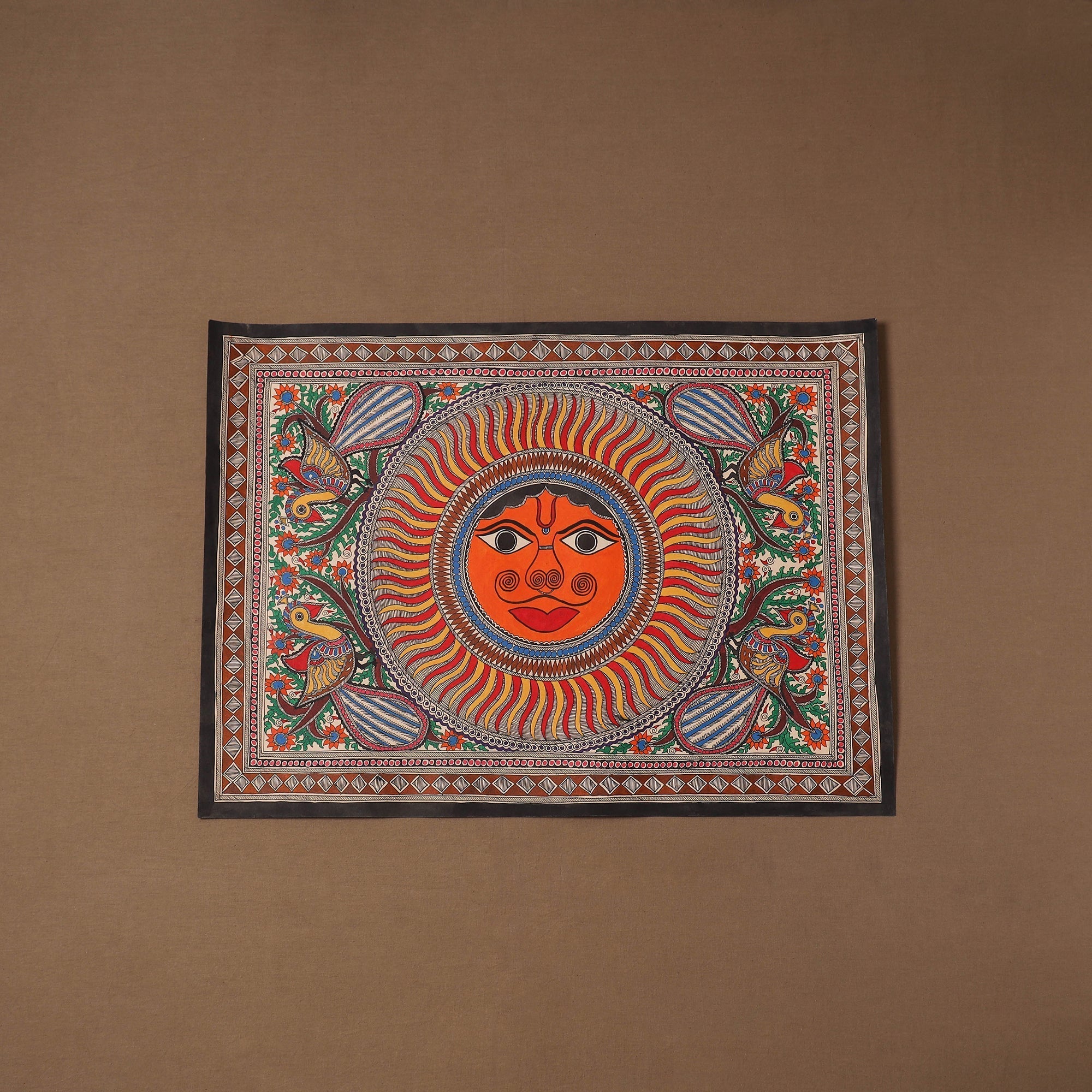 Handpainted madhubani painting by hira devi (22 x 30 in) 08