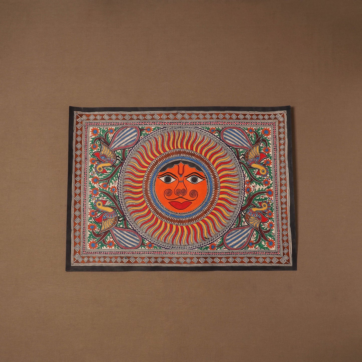 Handpainted madhubani painting by hira devi (22 x 30 in) 08