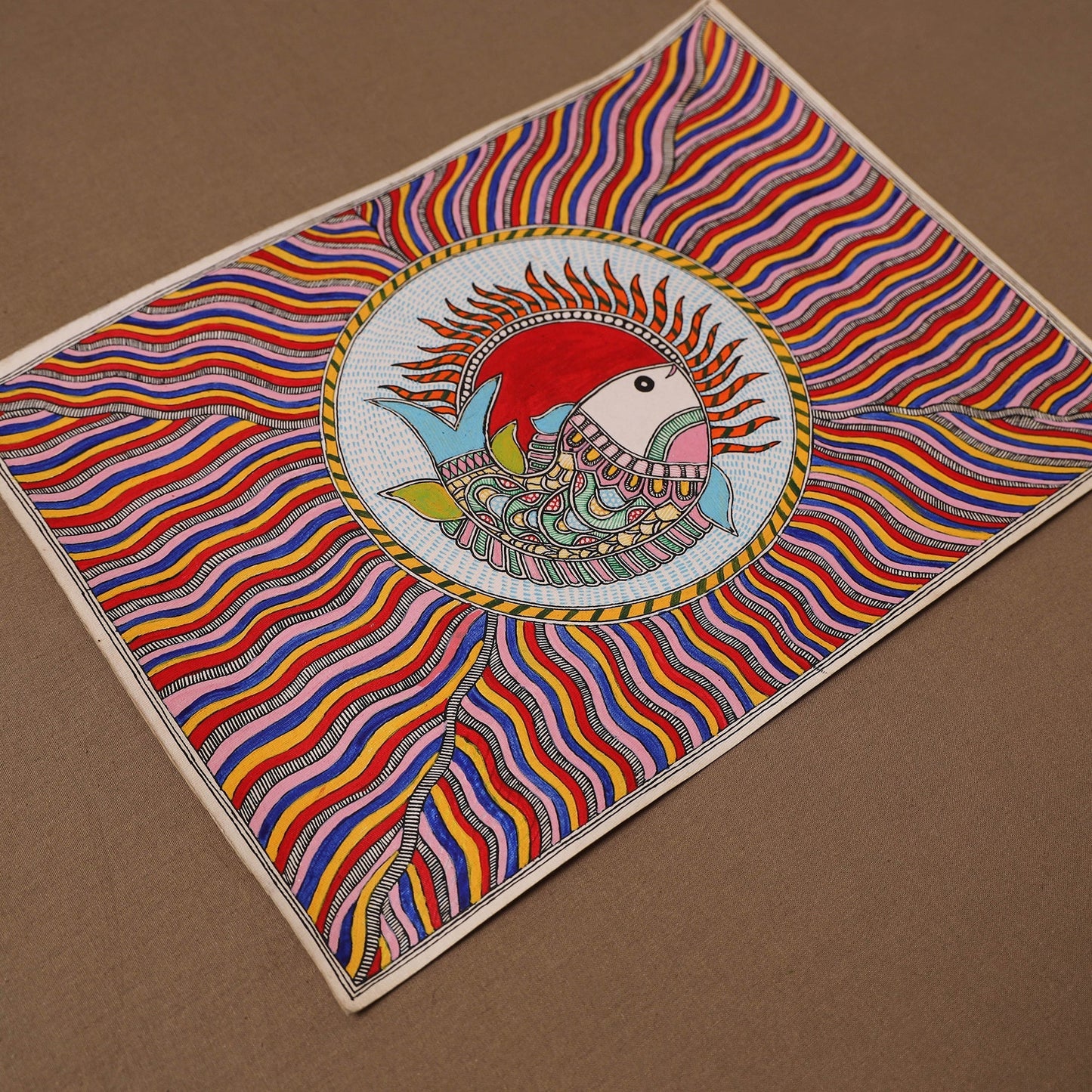 Handpainted madhubani painting by hira devi (11 x 15 in) 29