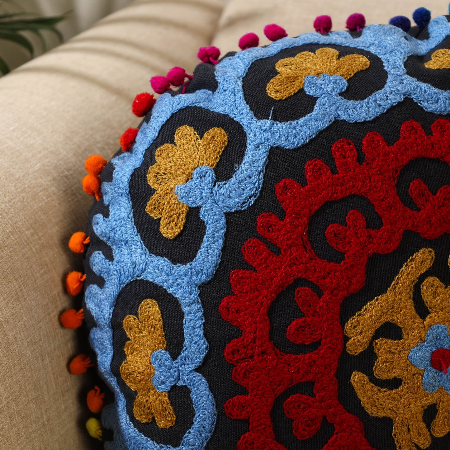 Buy Multicolor Suzani Embroidery Cushion Cover