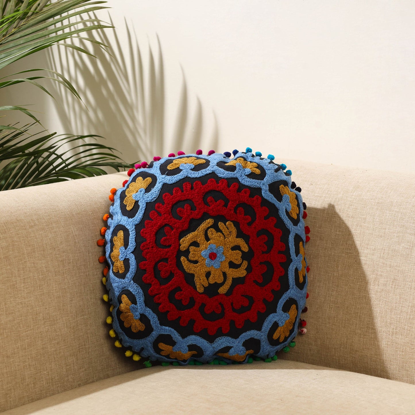 Buy Multicolor Suzani Embroidery Cushion Cover