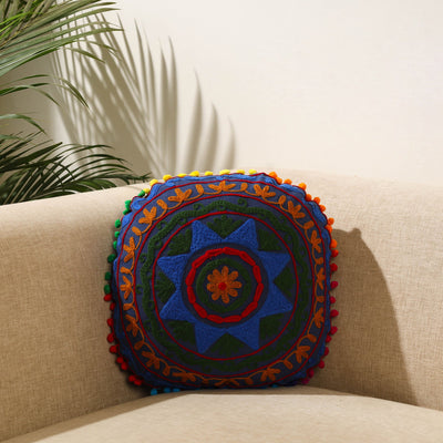 Multicolor - suzani embroidery cushion cover (16 x 16 in)