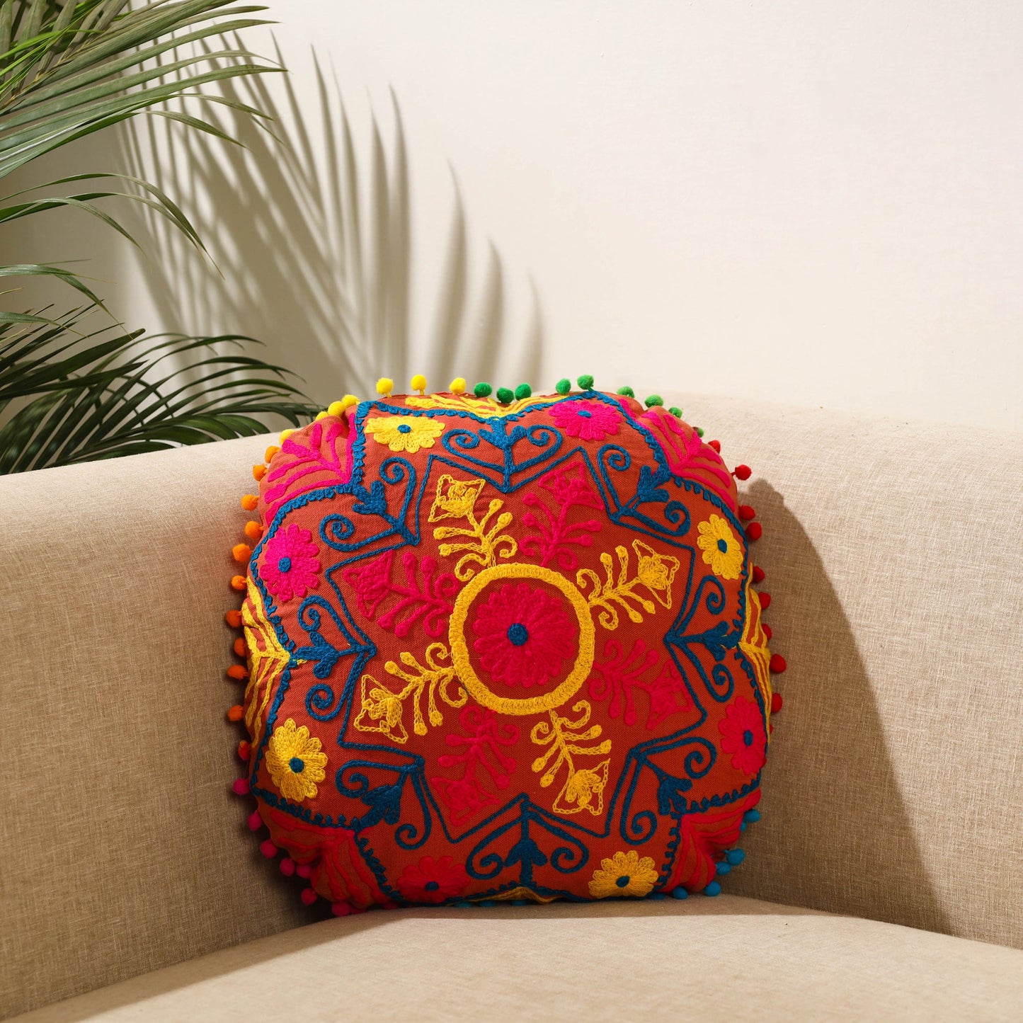 Buy Multicolor Suzani Embroidery Cushion Cover